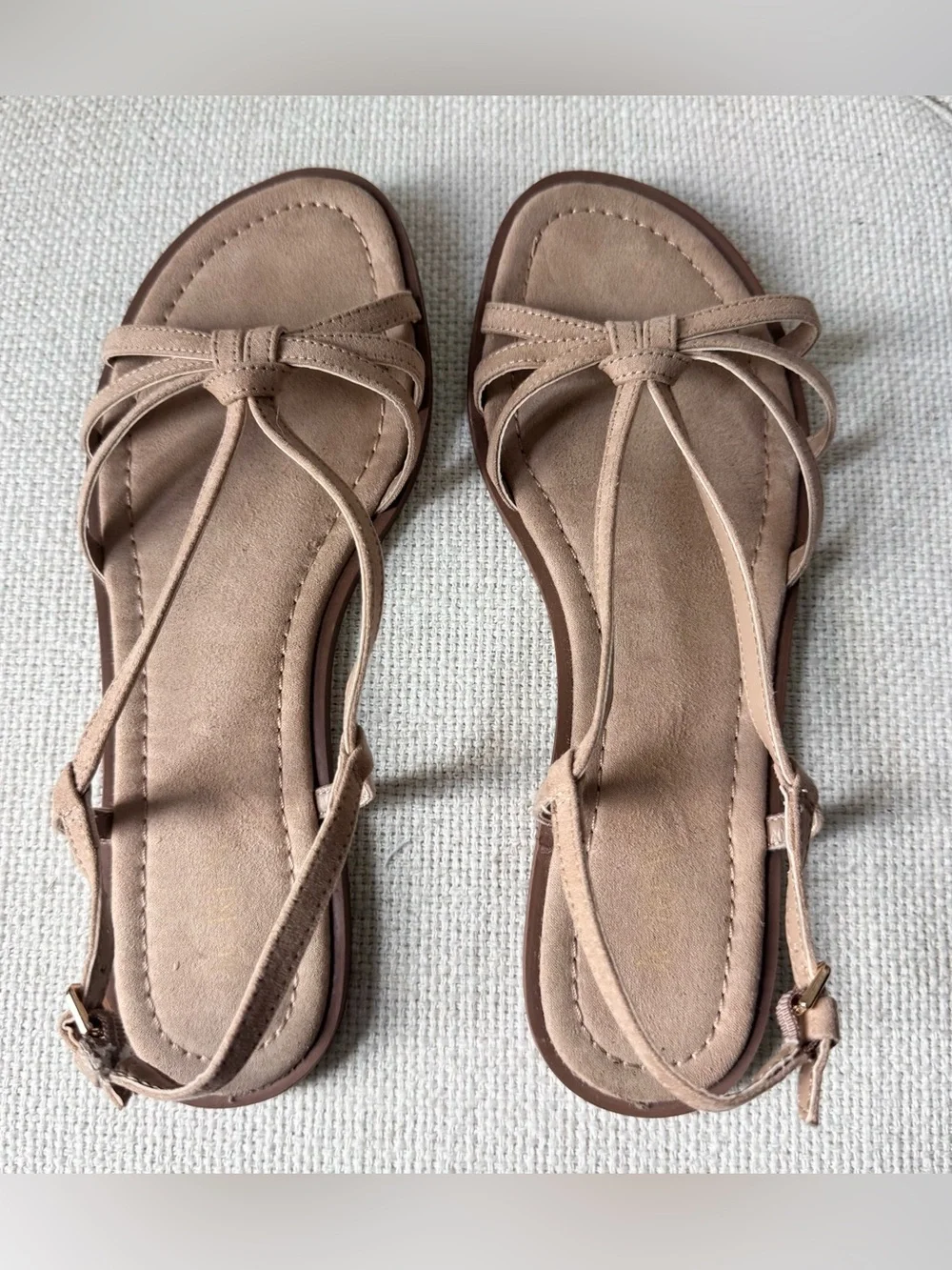 J. Crew Women's Knot-Detail Strappy Sandals in Light Taupe, Size 7.5